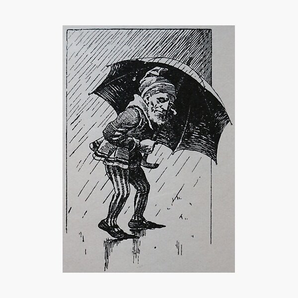 Item preview, Art by Mike Linocut dwarf, bad weather and rain, weather dwarf designed and sold by allartbymike.