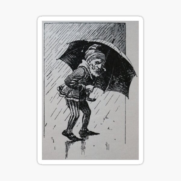 Item preview, Art by Mike Linocut dwarf, bad weather and rain, weather dwarf designed and sold by allartbymike.