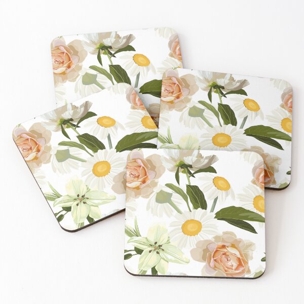Item preview, Elegant floral pattern with hand draw daisy camomile, roses, lily flowers and leaves. designed and sold by MatyKotiv.