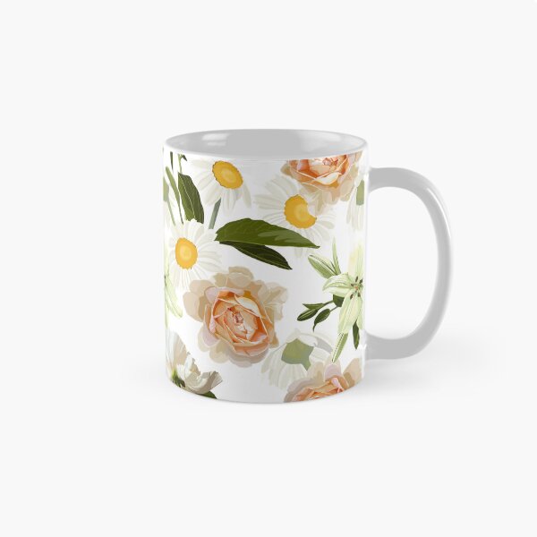 Item preview, Elegant floral pattern with hand draw daisy camomile, roses, lily flowers and leaves. designed and sold by MatyKotiv.