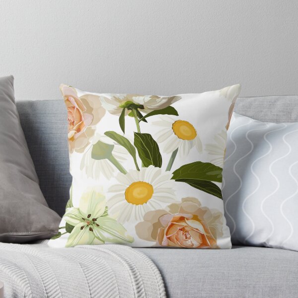 Item preview, Elegant floral pattern with hand draw daisy camomile, roses, lily flowers and leaves. designed and sold by MatyKotiv.