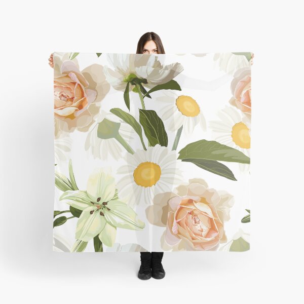 Item preview, Elegant floral pattern with hand draw daisy camomile, roses, lily flowers and leaves. designed and sold by MatyKotiv.