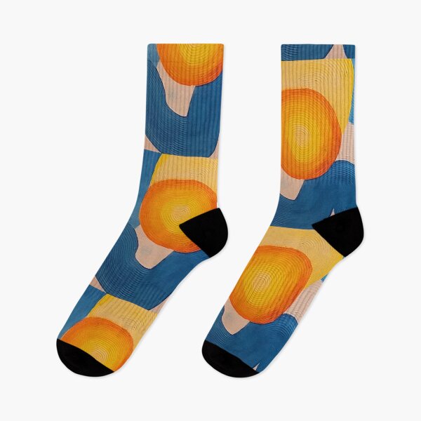 Item preview, Abstract Textured Blue, Yellow & Orange Suns In The Waves Pattern Art Piece  designed and sold by Artfullycuratedcreations.