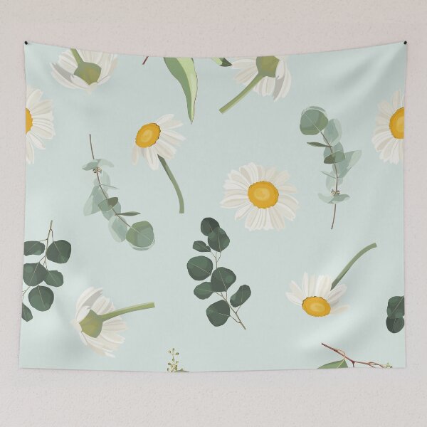 Item preview, Elegant floral pattern with hand draw daisy camomile flowers and eucalyptus. designed and sold by MatyKotiv.