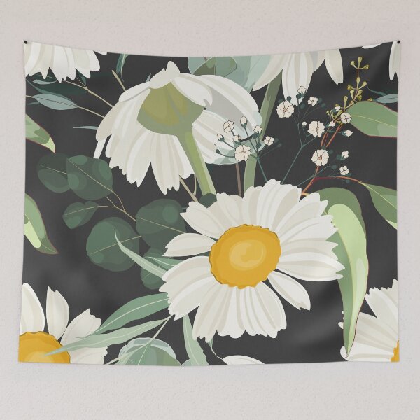 Item preview, Elegant floral pattern with hand draw daisy camomile flowers and eucalyptus.  designed and sold by MatyKotiv.