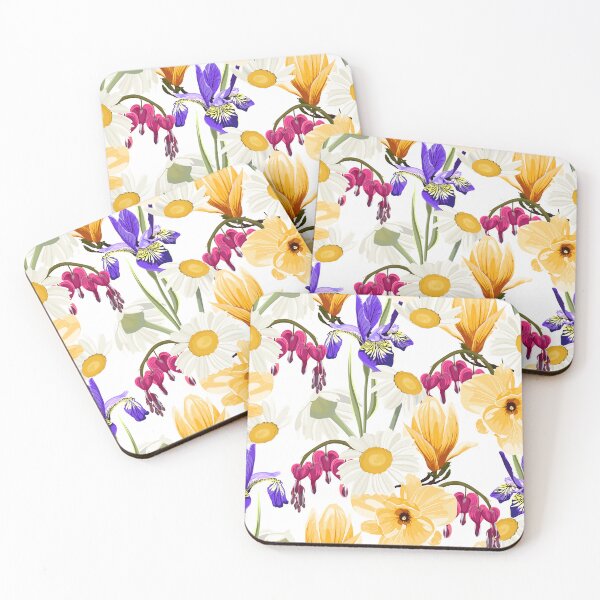 Item preview, Floral pattern with hand draw daisy camomile, magnolia, iris flowers and leaves. designed and sold by MatyKotiv.