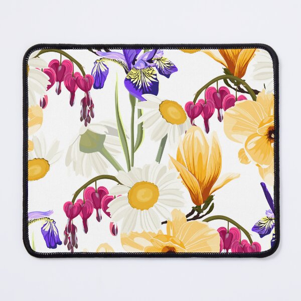 Item preview, Floral pattern with hand draw daisy camomile, magnolia, iris flowers and leaves. designed and sold by MatyKotiv.