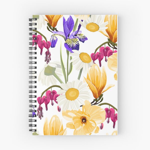 Item preview, Floral pattern with hand draw daisy camomile, magnolia, iris flowers and leaves. designed and sold by MatyKotiv.