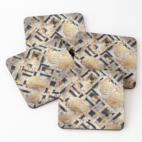 Item preview, Geometrically labyrinth, cracked marble, gold pattern designed and sold by CoolPixels.