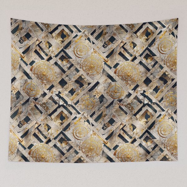 Item preview, Geometrically labyrinth, cracked marble, gold pattern designed and sold by CoolPixels.