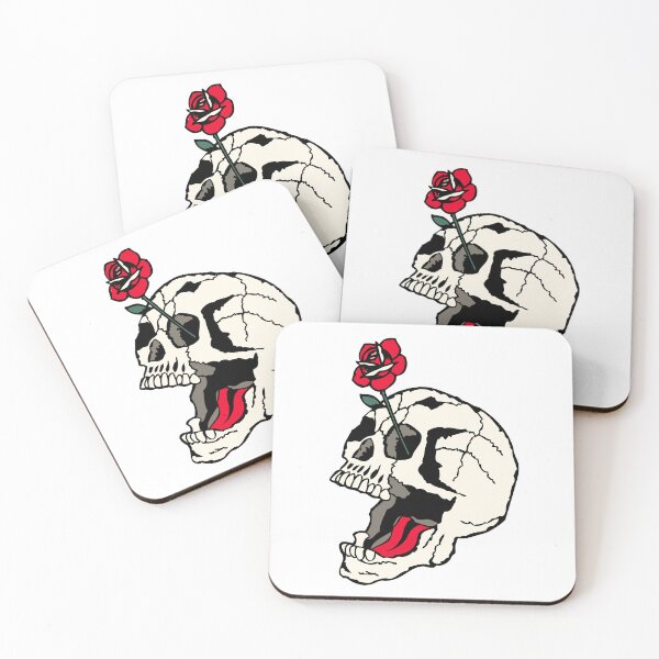 Item preview, rose flower skull old school designed and sold by Achille3777.