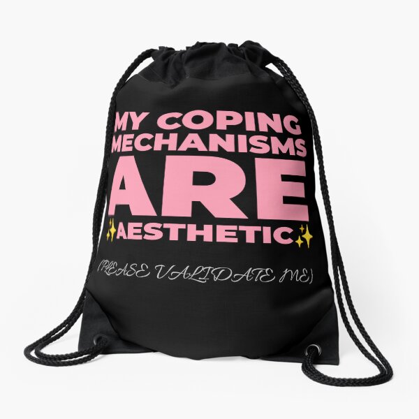 Aperçu de l'œuvre T-shirt « Mécanismes d'adaptation esthétiques » | T-shirt humoristique sur la santé mentale créée et vendue par SootheAndSay.