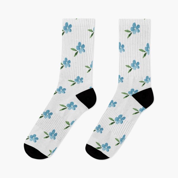 Item preview, Tiny and cute blue flowers and green leaves pattern on white background. Botanical illustration. designed and sold by helga-wigandt.
