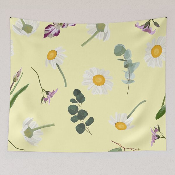 Item preview, Elegant floral pattern with hand draw daisy camomile flowers, eucaliptus and herbs. designed and sold by MatyKotiv.