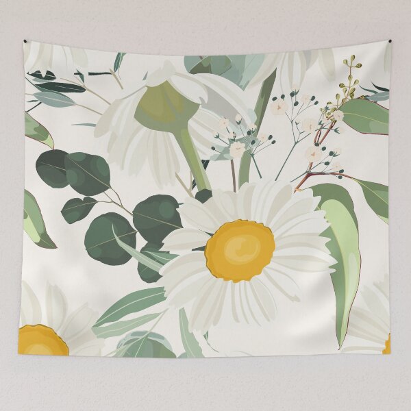Item preview, Elegant floral pattern with hand draw daisy camomile flowers, eucaliptus and herbs. designed and sold by MatyKotiv.