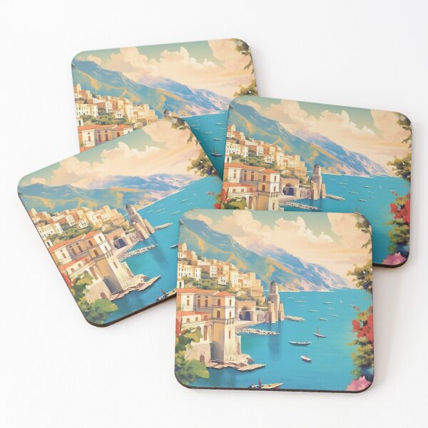 Item preview, Retro travel poster Almalfi Coast - Vintage wall art designed and sold by StrasserArt.