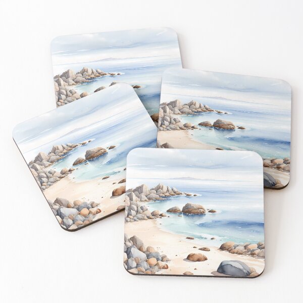 Item preview, Watercolor Beach Landscape designed and sold by SolaoLab.