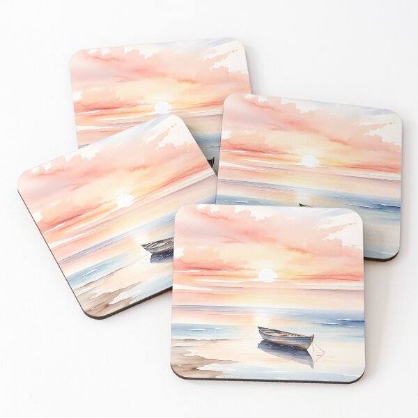 Item preview, Watercolor sunset on the beach designed and sold by SolaoLab.