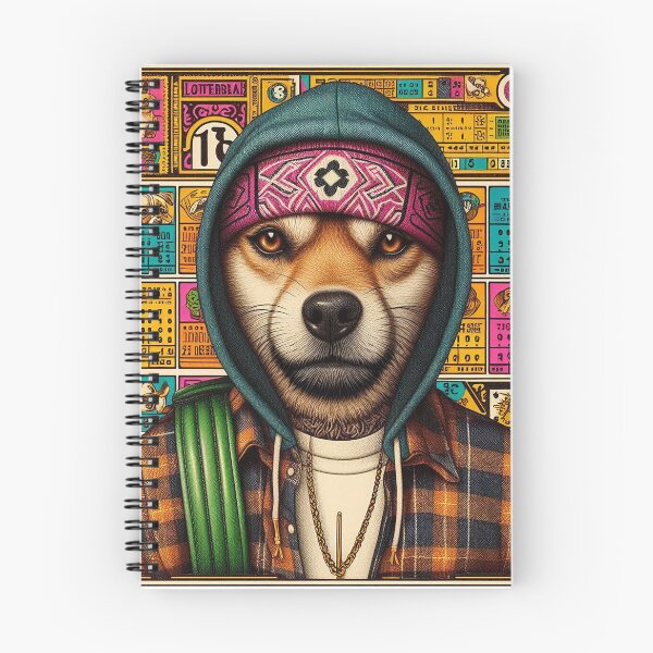 Item preview, Hispter dog with a hood and a beanie on a colourful background designed and sold by Silbays.