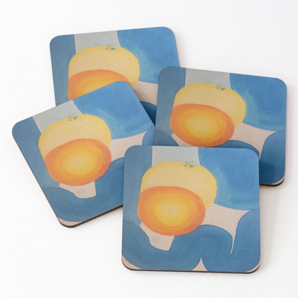 Item preview, Abstract Textured Blue, Yellow & Orange Suns In The Waves Art Piece  designed and sold by Artfullycuratedcreations.