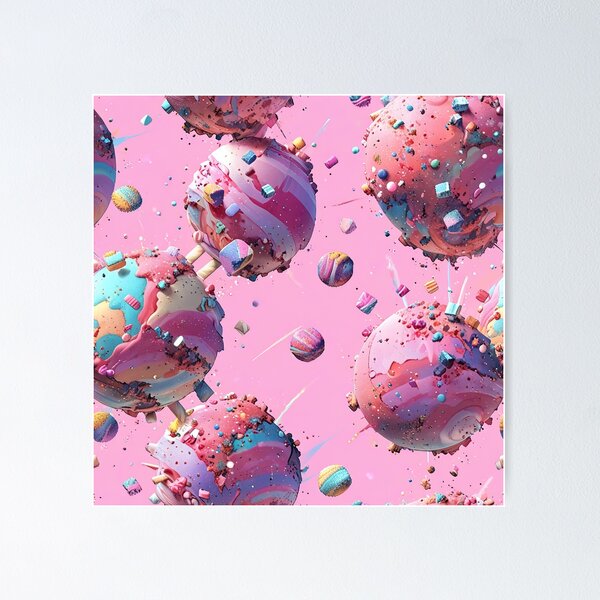 Item preview, Candy ice-cream inspired planets, pastel pink designed and sold by CoolPixels.