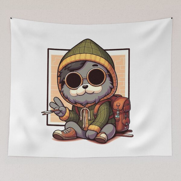 Item preview, Cool hispter dog with sunglasses and a backpack designed and sold by Silbays.