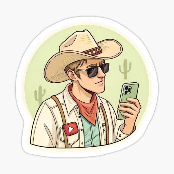 Vista previa del artículo con la obra «Icono de blogger vaquero», diseñado y vendido por AhArtMe.