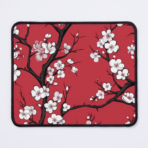 Item preview, White Red Oriental Cherry Blossoms on Turquoise and Chinese Wedding Double Happiness | Japanese Sakura designed and sold by GrinGalore.