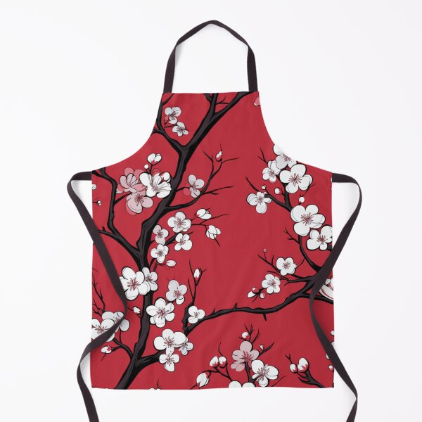 Item preview, White Red Oriental Cherry Blossoms on Turquoise and Chinese Wedding Double Happiness | Japanese Sakura designed and sold by GrinGalore.