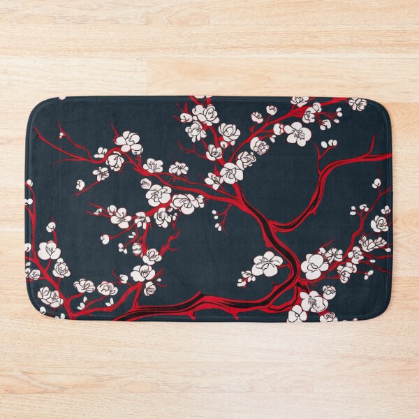 Item preview, Red White Dark Oriental Cherry Blossoms on Turquoise and Chinese Wedding Double Happiness | Japanese Sakura designed and sold by GrinGalore.
