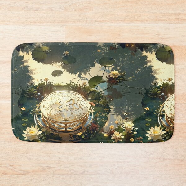 Item preview, Golden Geometric Structure Surrounded by Tranquil Pond designed and sold by CoolPixels.