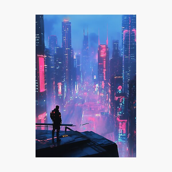 Dystopian World: Cyberpunk City Photographic Print