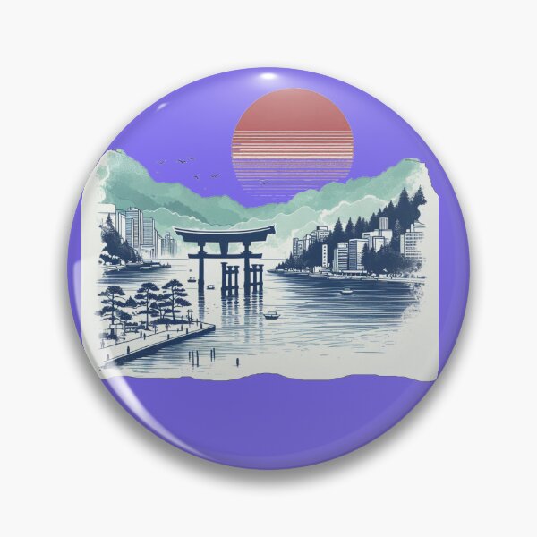 Item preview, Watercolor Sketch of Lake Ashi and Floating Torii in Hakone, Japan,   designed and sold by PaintMeWorld.
