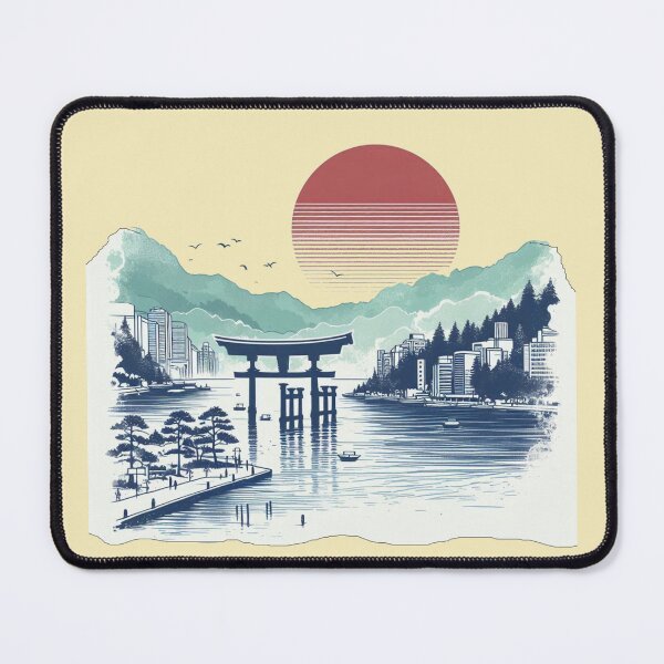 Item preview, Watercolor Sketch of Lake Ashi and Floating Torii in Hakone, Japan,   designed and sold by PaintMeWorld.