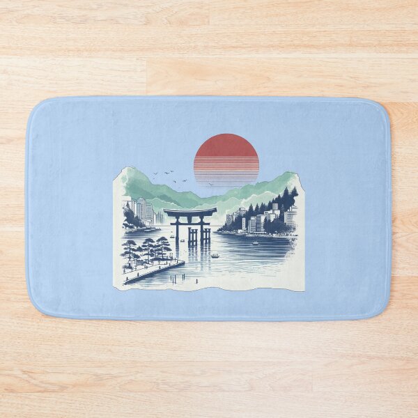 Item preview, Watercolor Sketch of Lake Ashi and Floating Torii in Hakone, Japan,   designed and sold by PaintMeWorld.