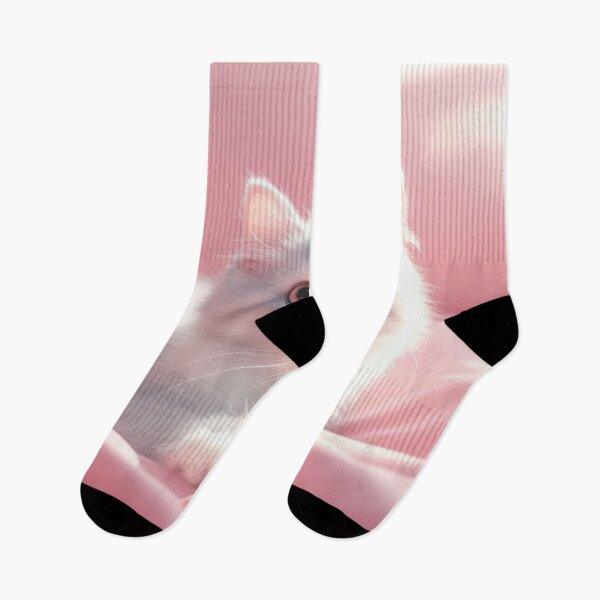 Item preview, Gato gris y blanco sobre una manta rosa designed and sold by anytka.