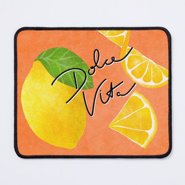 Item preview, La Dolce Vita – Twisted Lemon Slice and lemons on Tangerine background designed and sold by BeUniqueByRomy.