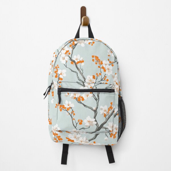 Item preview, Orange White Oriental Cherry Blossoms on Turquoise and Chinese Wedding Double Happiness | Japanese Sakura designed and sold by GrinGalore.