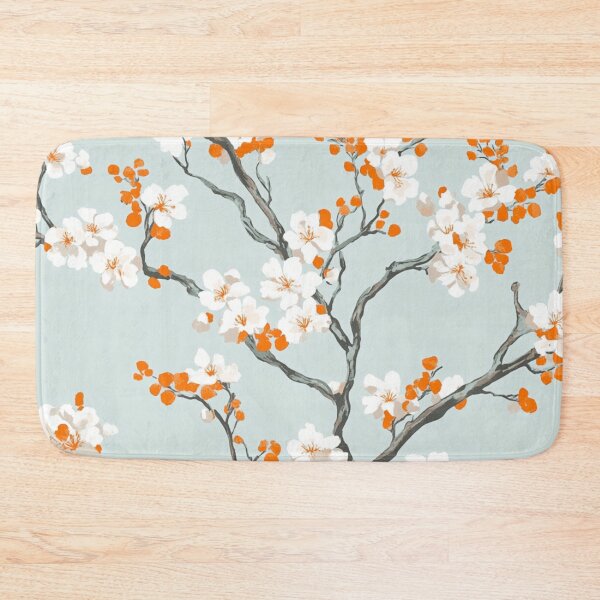 Item preview, Orange White Oriental Cherry Blossoms on Turquoise and Chinese Wedding Double Happiness | Japanese Sakura designed and sold by GrinGalore.
