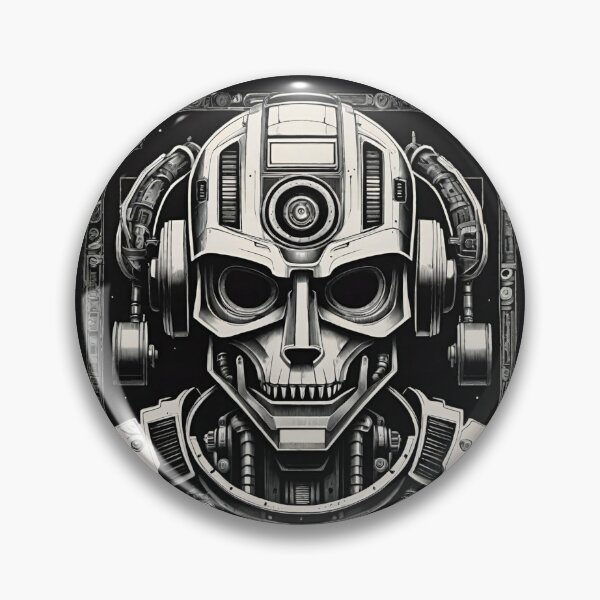 Item preview, Robot with skull in black and white looks evil designed and sold by IHImage.