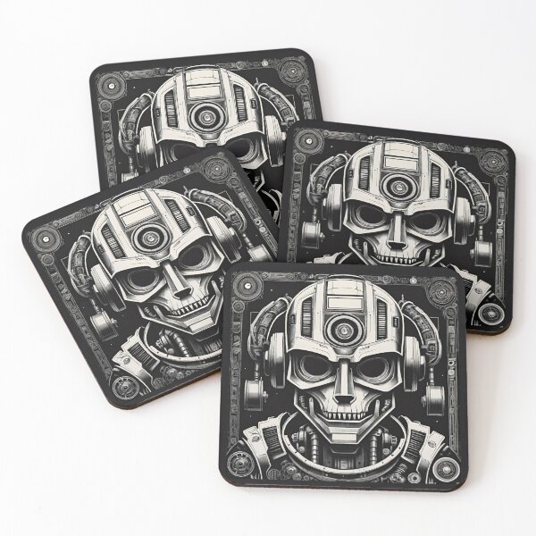 Item preview, Robot with skull in black and white looks evil designed and sold by IHImage.