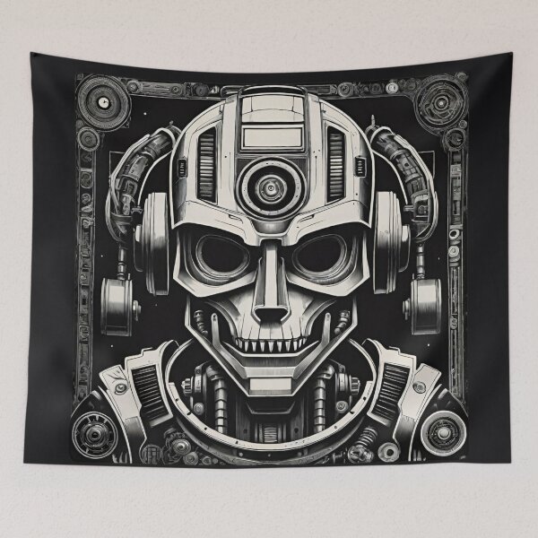 Item preview, Robot with skull in black and white looks evil designed and sold by IHImage.
