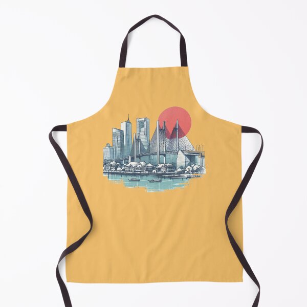 Item preview, Sketch of Yokohama Minato Mirai and Bay Bridge in Japan ,  designed and sold by PaintMeWorld.