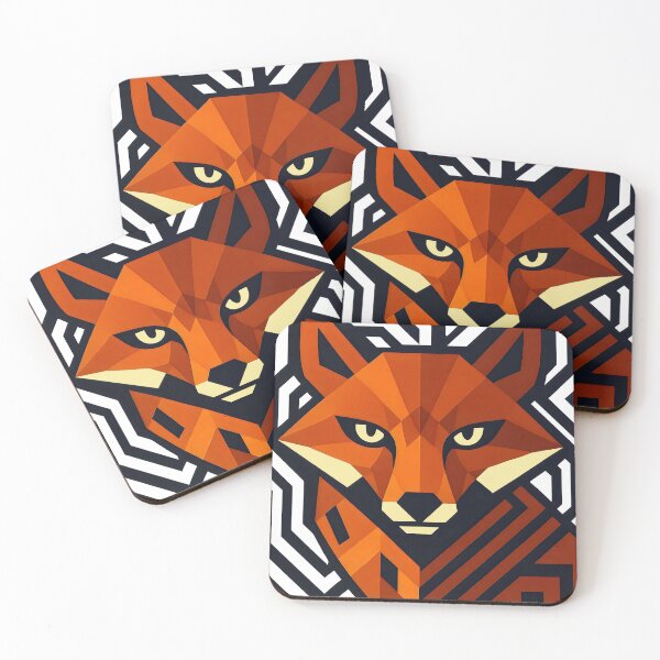 Item preview, Geometric Fox Maze orange brown pale yellow designed and sold by Shoot-The-Moon.