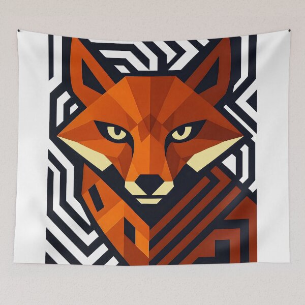 Item preview, Geometric Fox Maze orange brown pale yellow designed and sold by Shoot-The-Moon.
