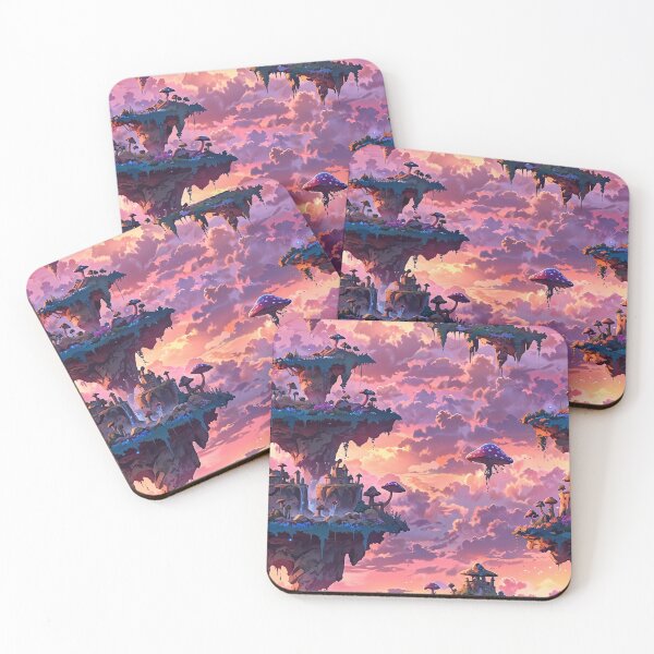 Item preview, Floating Fantasy Islands with Mushrooms and Sunset Sky designed and sold by CoolPixels.