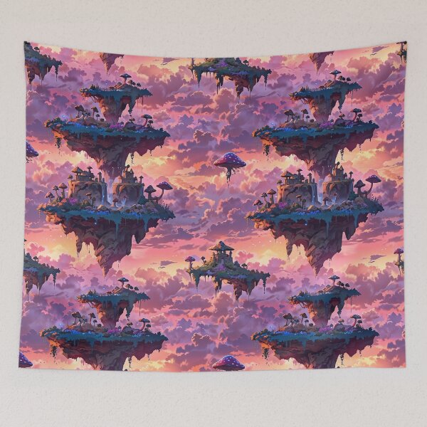 Item preview, Floating Fantasy Islands with Mushrooms and Sunset Sky designed and sold by CoolPixels.
