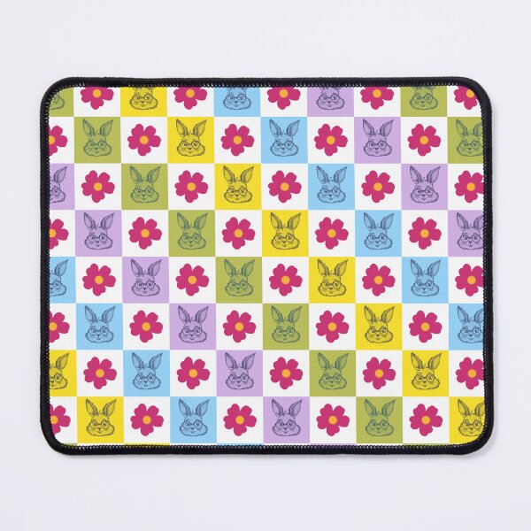 Item preview, Checkered smart bunnies and flowers colorful pattern designed and sold by MySciPic.