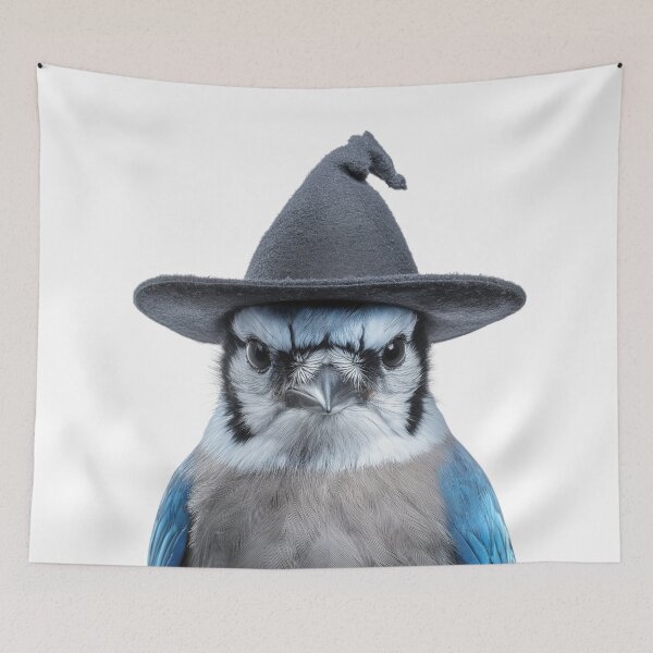 Item preview, Blue Jay Wearing Halloween Witch Hat designed and sold by LazyOwlStore.