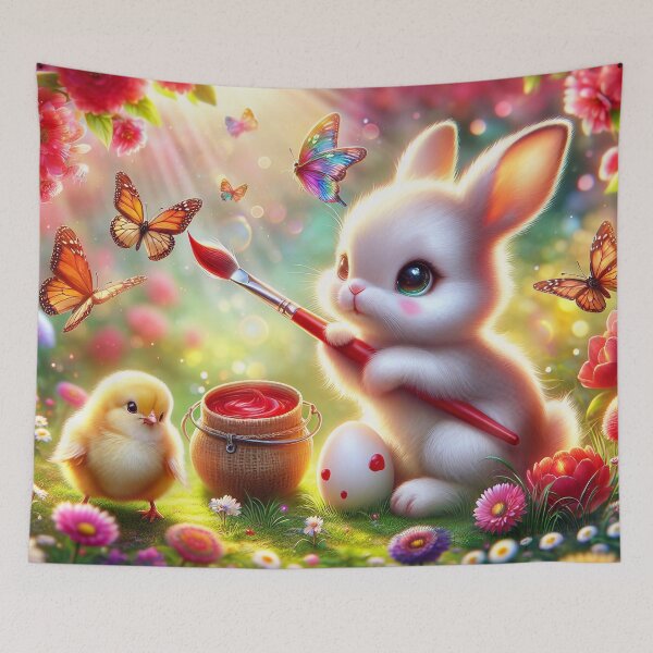 Item preview, Baby Bunny Painting an Easter Egg designed and sold by M-Y-A-R-T-.
